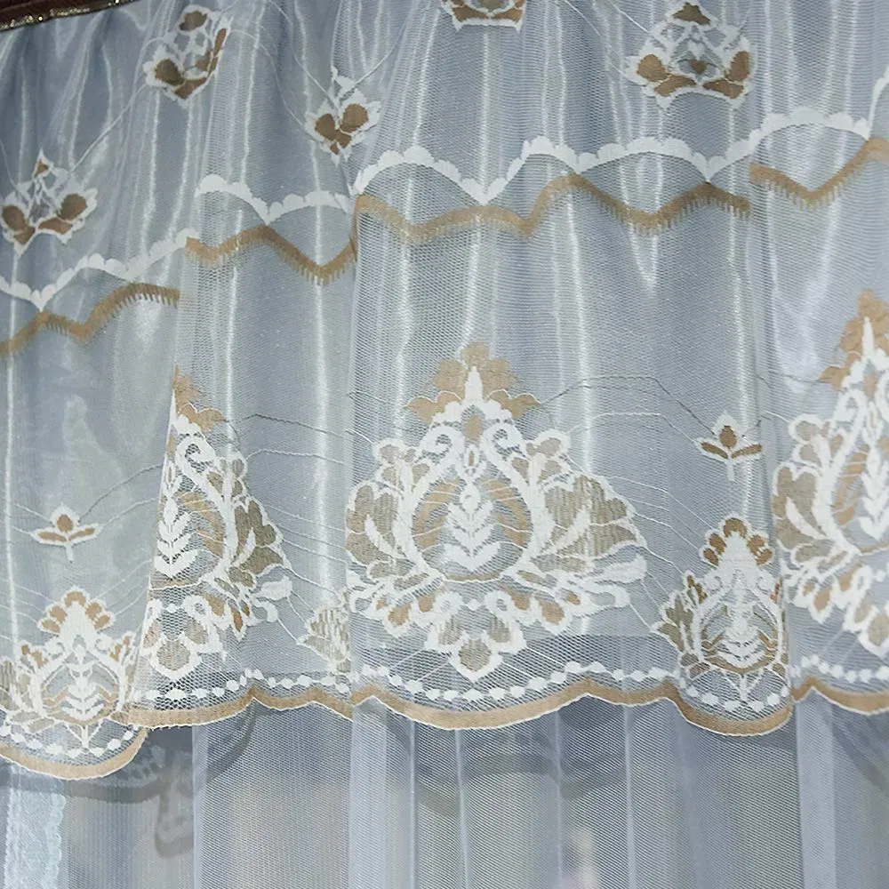 Elegant Bed Curtains Canopy Embroidery Ruffle Canopy Netting Bed Canopy Mosquito Net