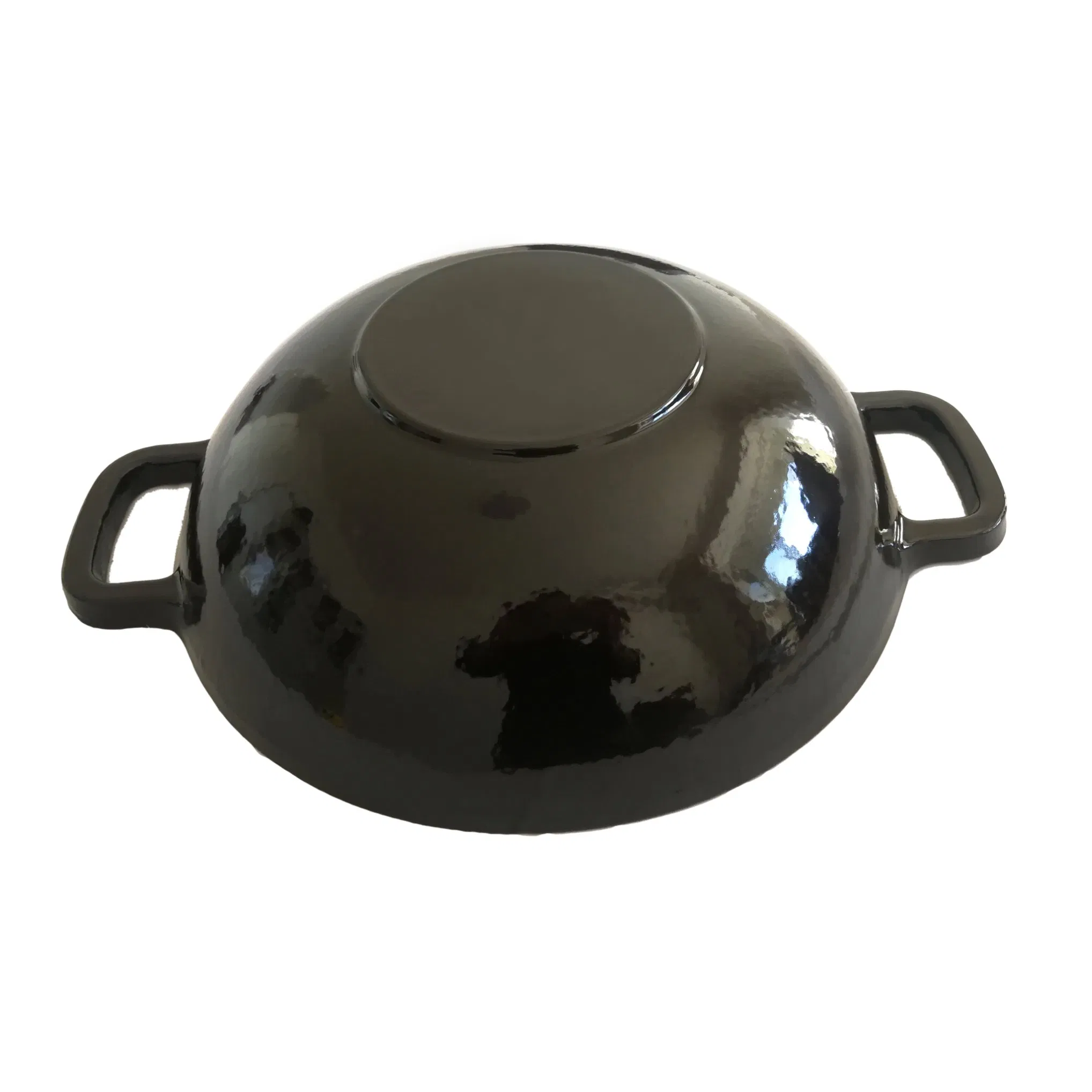 Чугунная сковорода вок 30 см, антипригарная, черно-красная