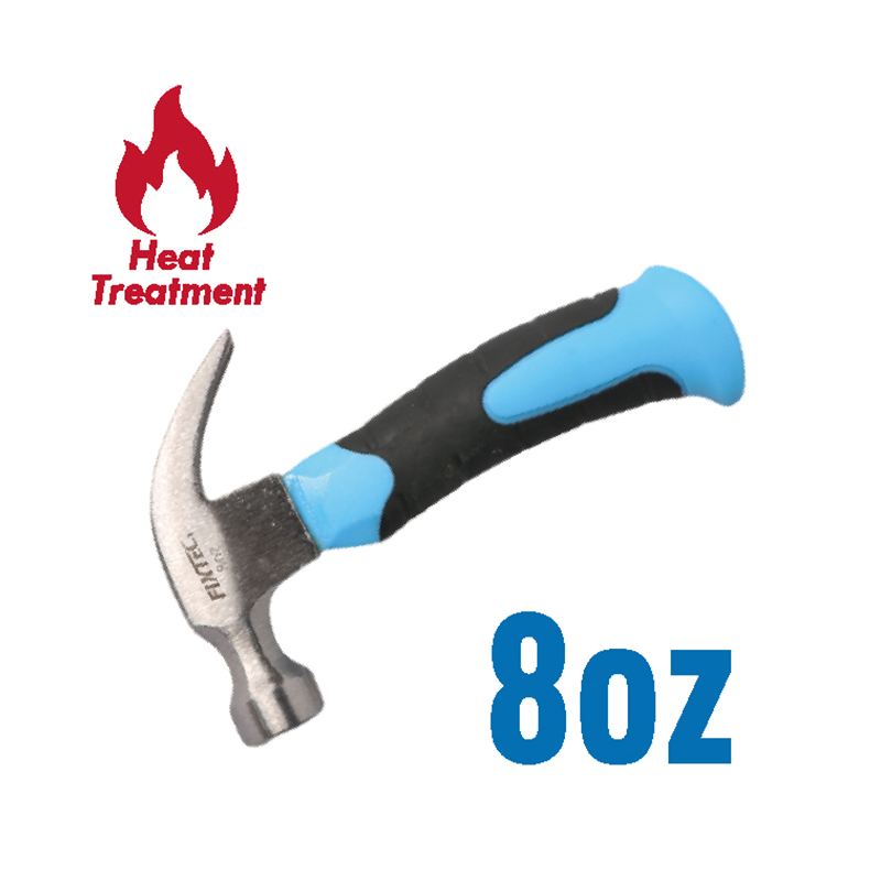Fixtec Factory Wholesale 8oz Claw Hammer High Quality Industrial Grade Hammer with Two Color Fiberglass Handle