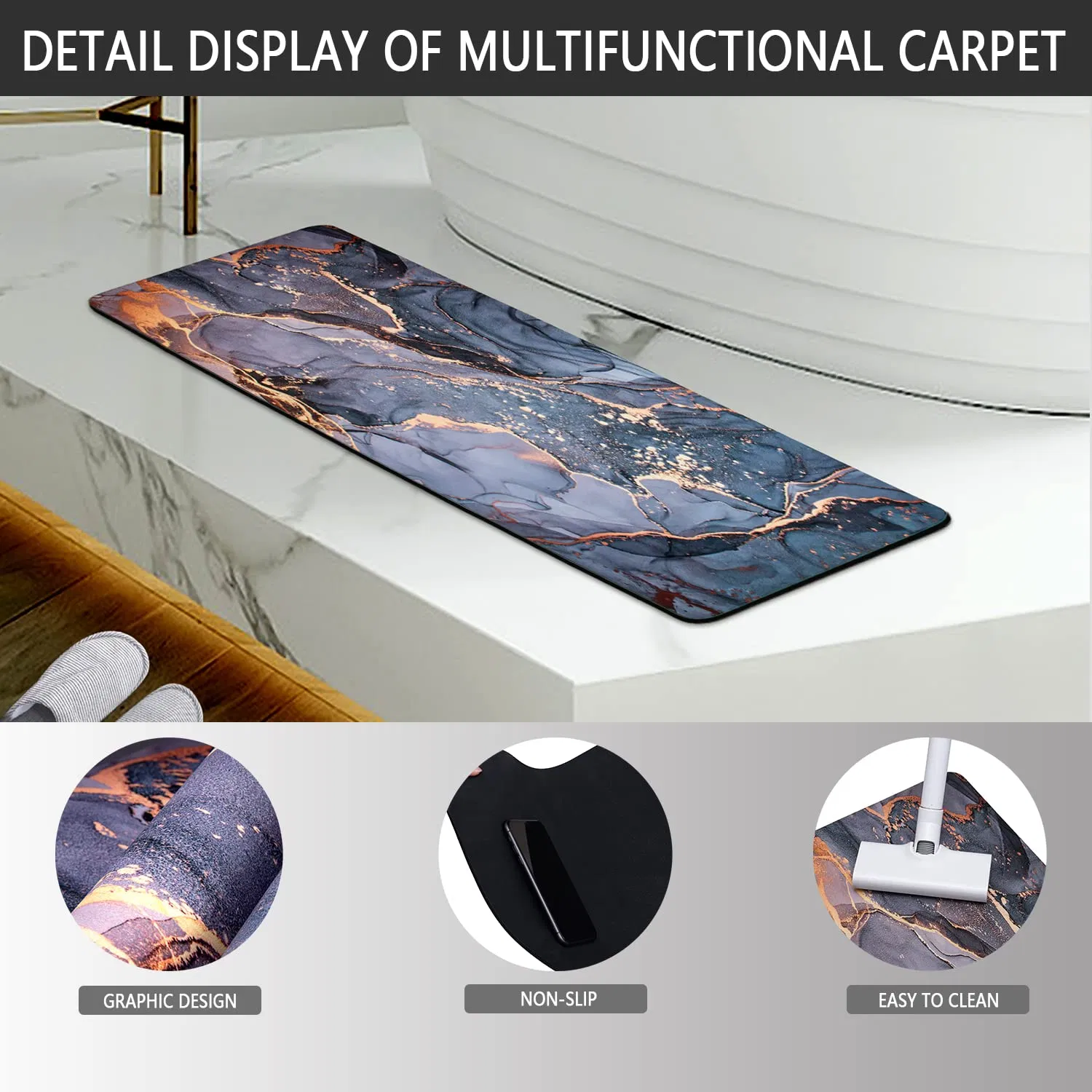 Customized Large 17"× 63" Absorbing Quick Dry Shower Bathtub Mat Kitchen Rug Non-Slip Rubber Soft Diatomite Bath Mat