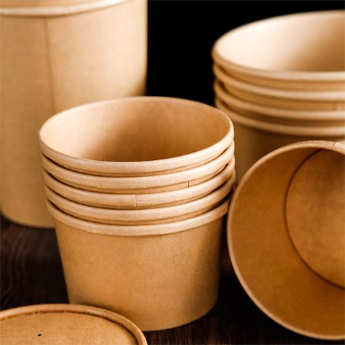 Environmental Protection Preferred! 500ml Kraft Paper Bowl, PE Coated Oil Proof, Disposable Takeaway Essential