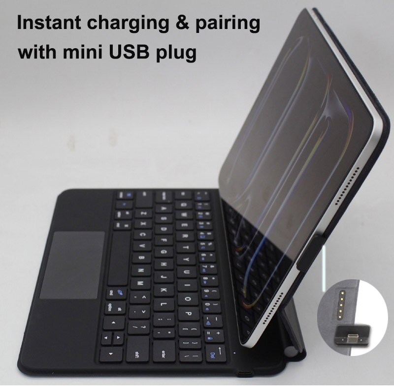 Bluetooth Keyboard Case, with Instant Charging & Pairing Non-Detachable Pivot Magnetic Case, Trackpad & Backlit Wireless Keyboard for iPad PRO 11/ Air 10.9