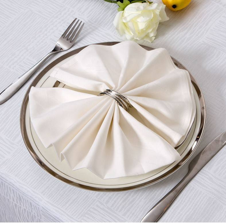 Hotel Table Linen Fabric in Nantong Supplier 100% White Cotton Napkins Fabric