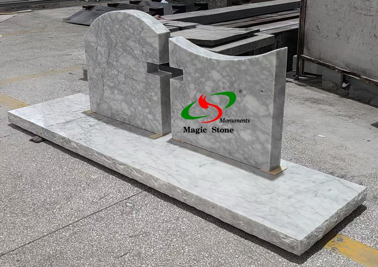 Cheap European Style Polished Granite Marble Cross Shaped Headstone Tombstone