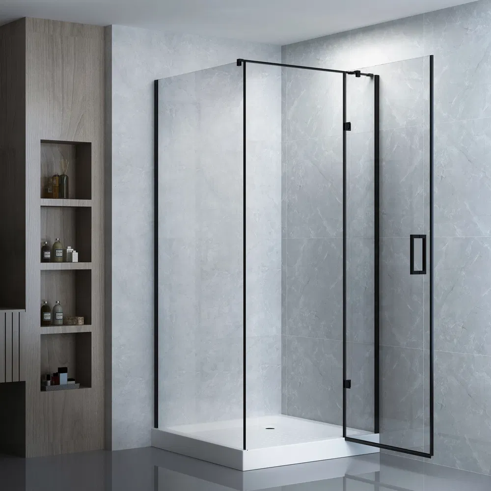 Bathroom Chromed Aluminium Framed Swing Pivot Shower Room Supplier 900X900