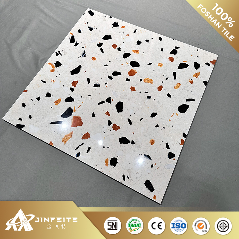 Light Blue High Gloss Terrazzo Porcelain Tiles Wholesale Price Foshan Factory