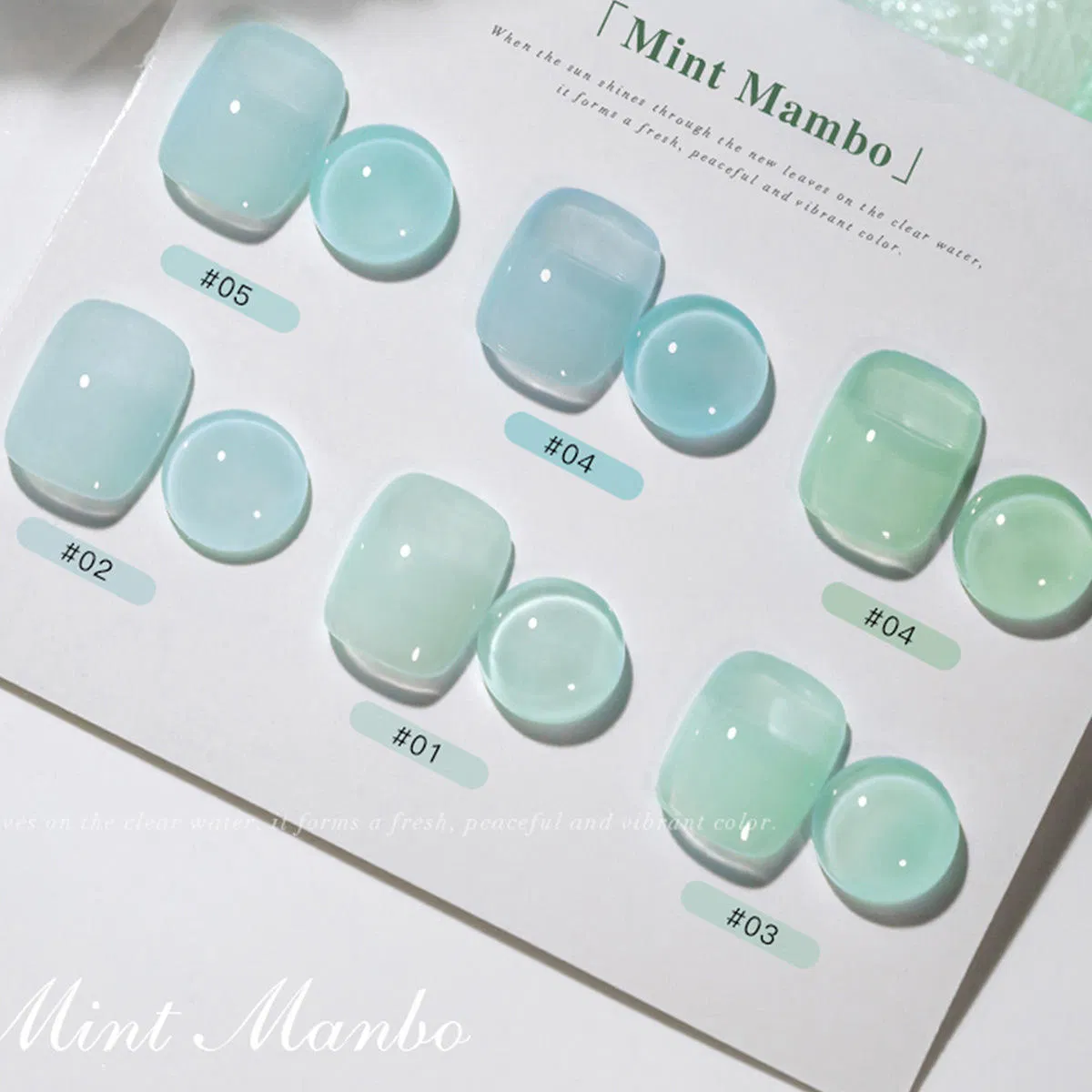 2025 Spring Summer Transparent Mint Green Collection Long-Lasting UV Gel Polish