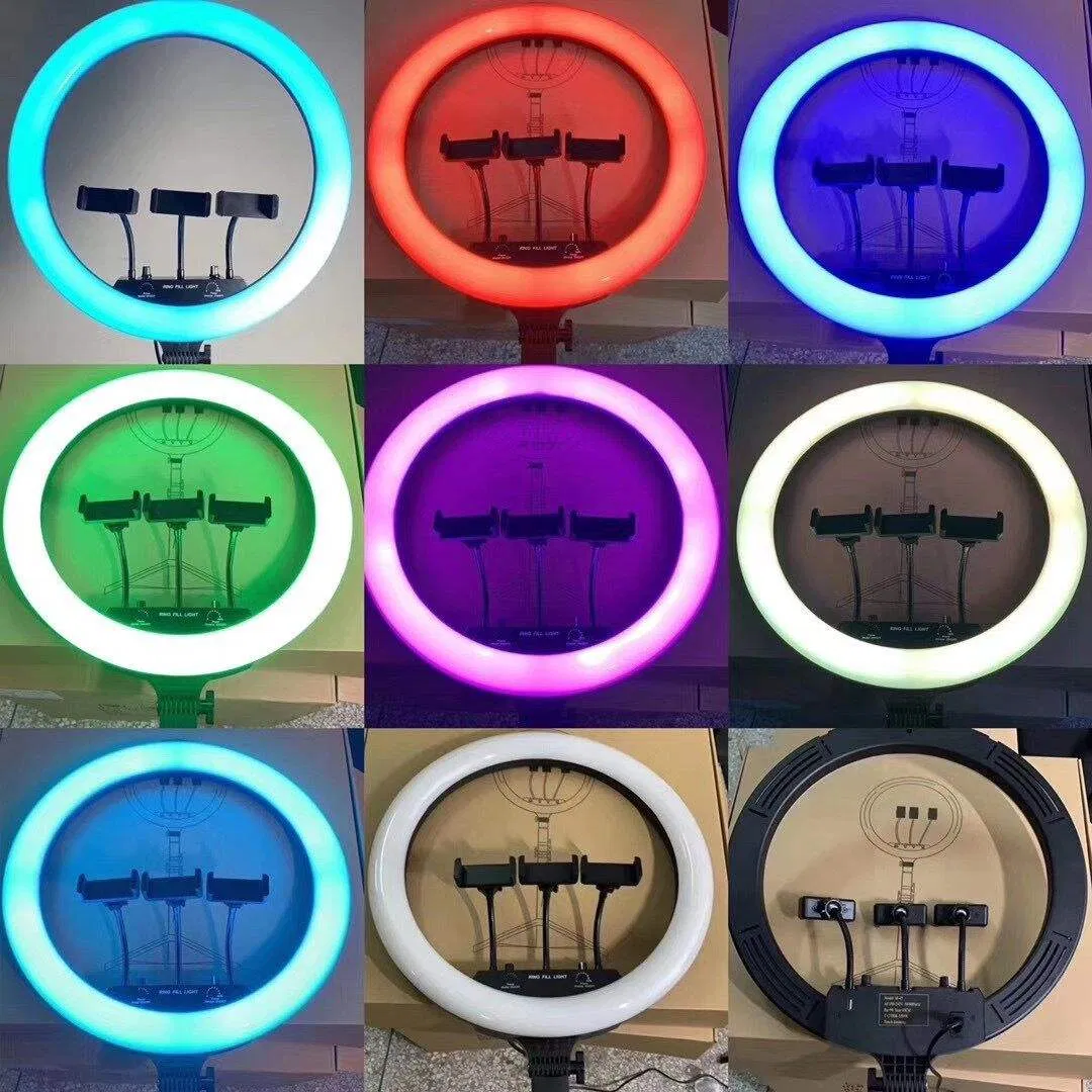18inch Fashion LED RGB Ring Light Circle LED Ring Light with 3 Phone Holder Stand for Youtube