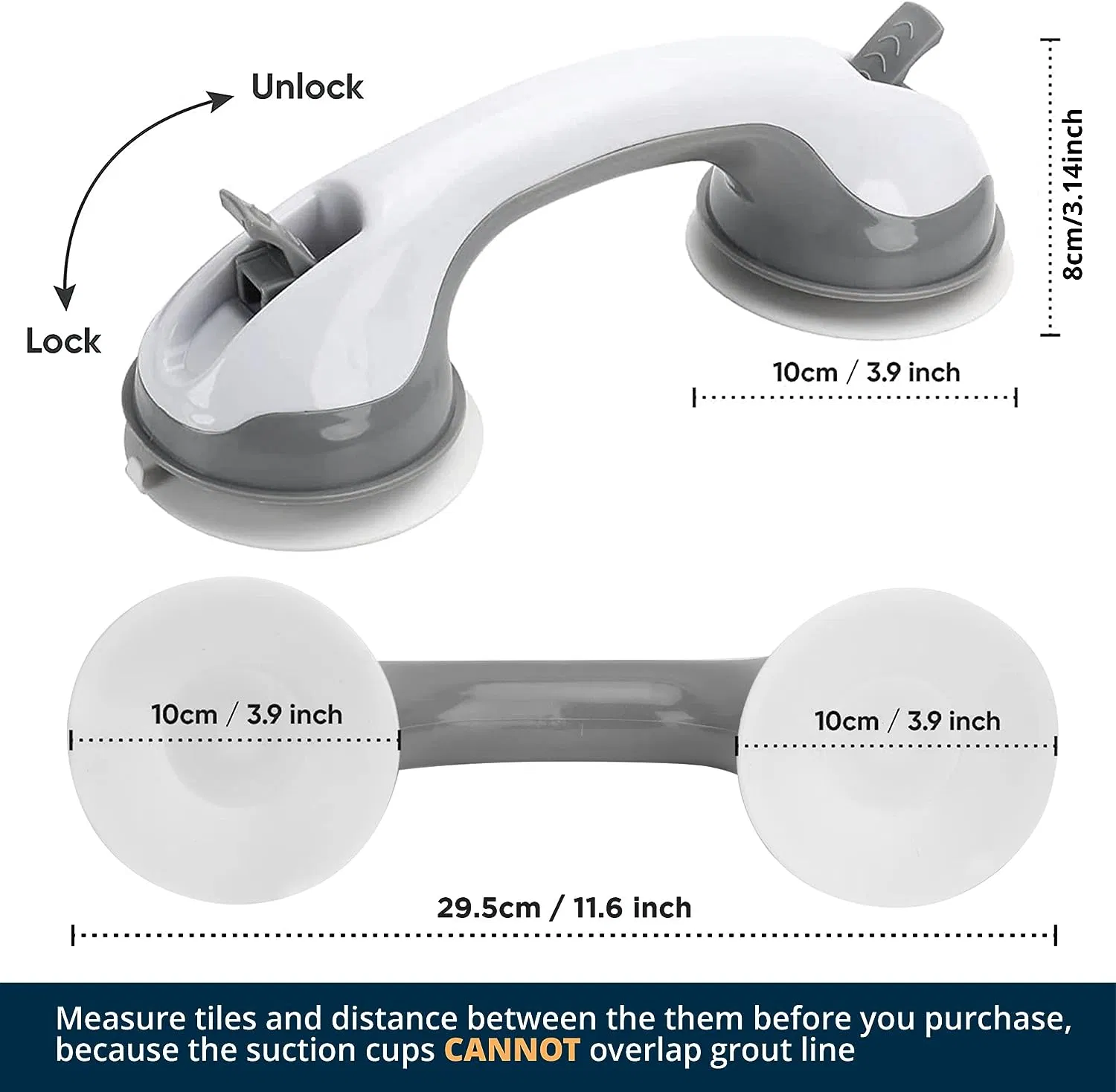 Shower Grab Bars for Seniors Shower Handles for Elderly Suction Grab Bars for Elderly for Wall Handicap Grab Bars