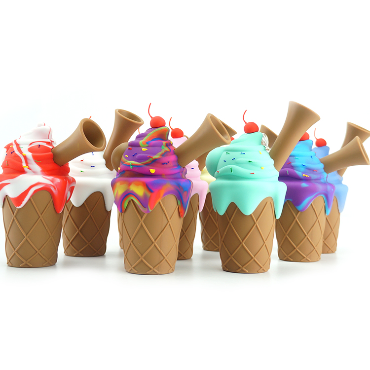 Ice Cream Silicone Hand Pipe Smoking Tobacco Water Oil Burner Hookah Kit