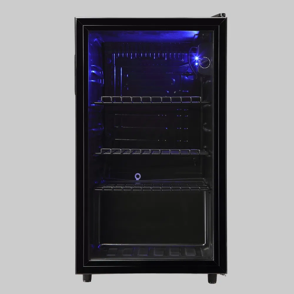 Stylish Compact Refrigerator with Dual Shelves for Efficient Storage
