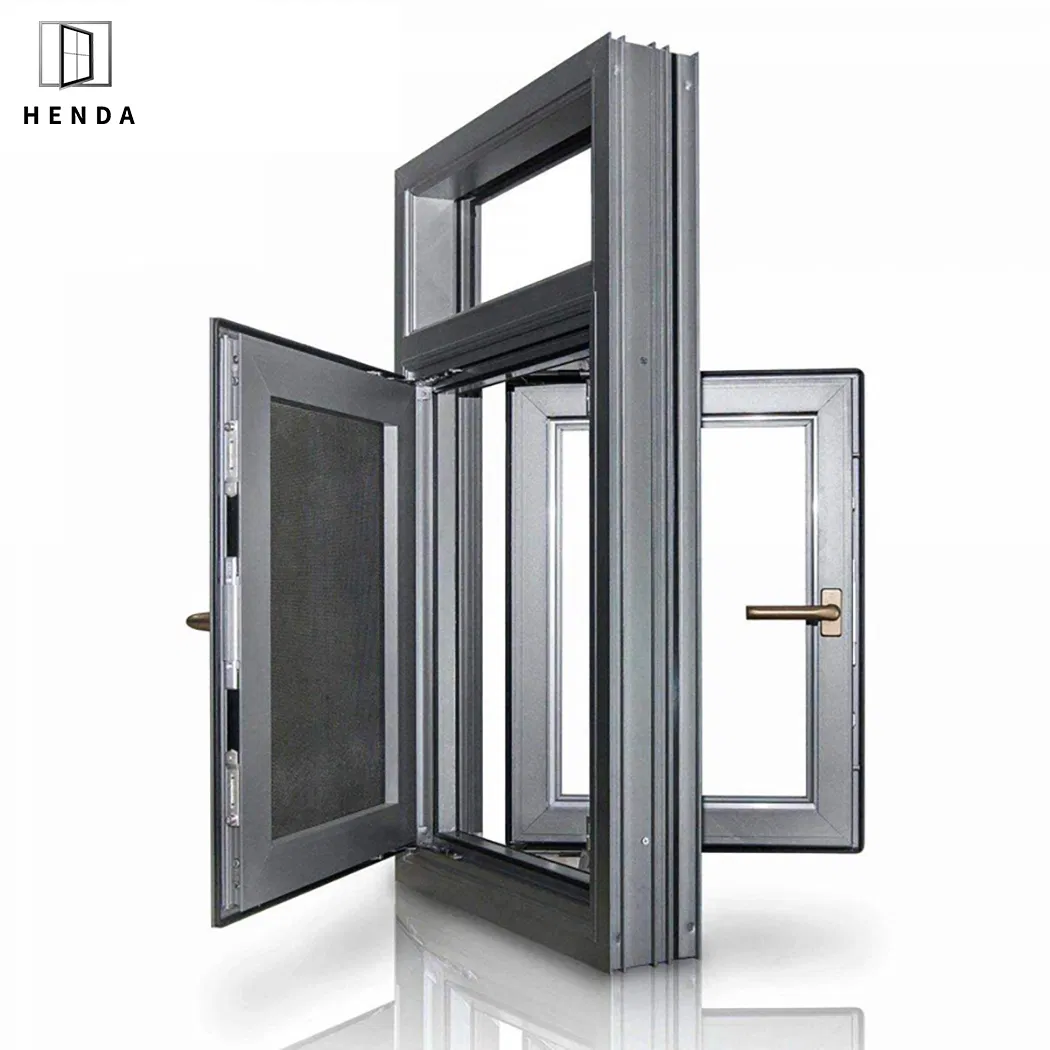 China Factory 65/110/90 Series Aluminum Profile New Window Grill Design Thermal Break 304# Stainless Mesh Fly Screen Aluminum Casement Window