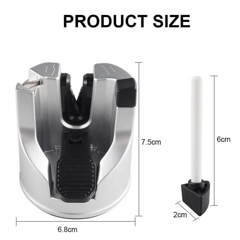 Multi-Purpose Mini Knife Sharpener with Suction Cup Base for Kitchen Knives Scissors Outdoor Use