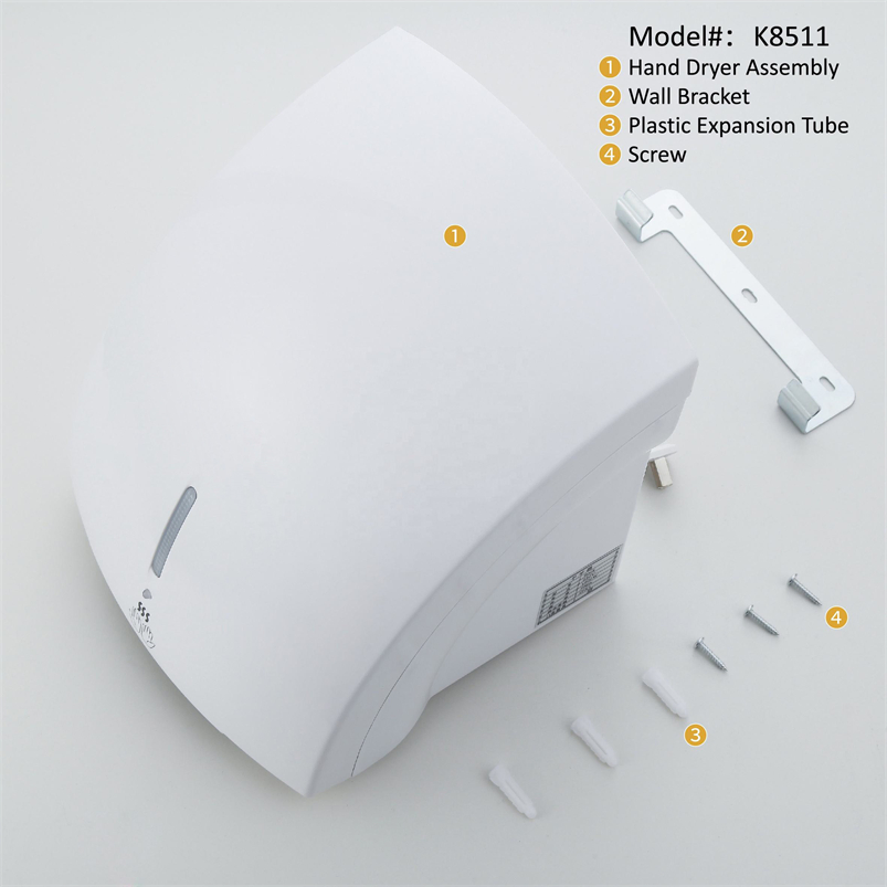 High-Speed Commercial Electric Sensor Hand Dryer, 1800W Power, Easy Installation, Automatic Operation, White Color, Suitable for Hotels, Commercial Spaces