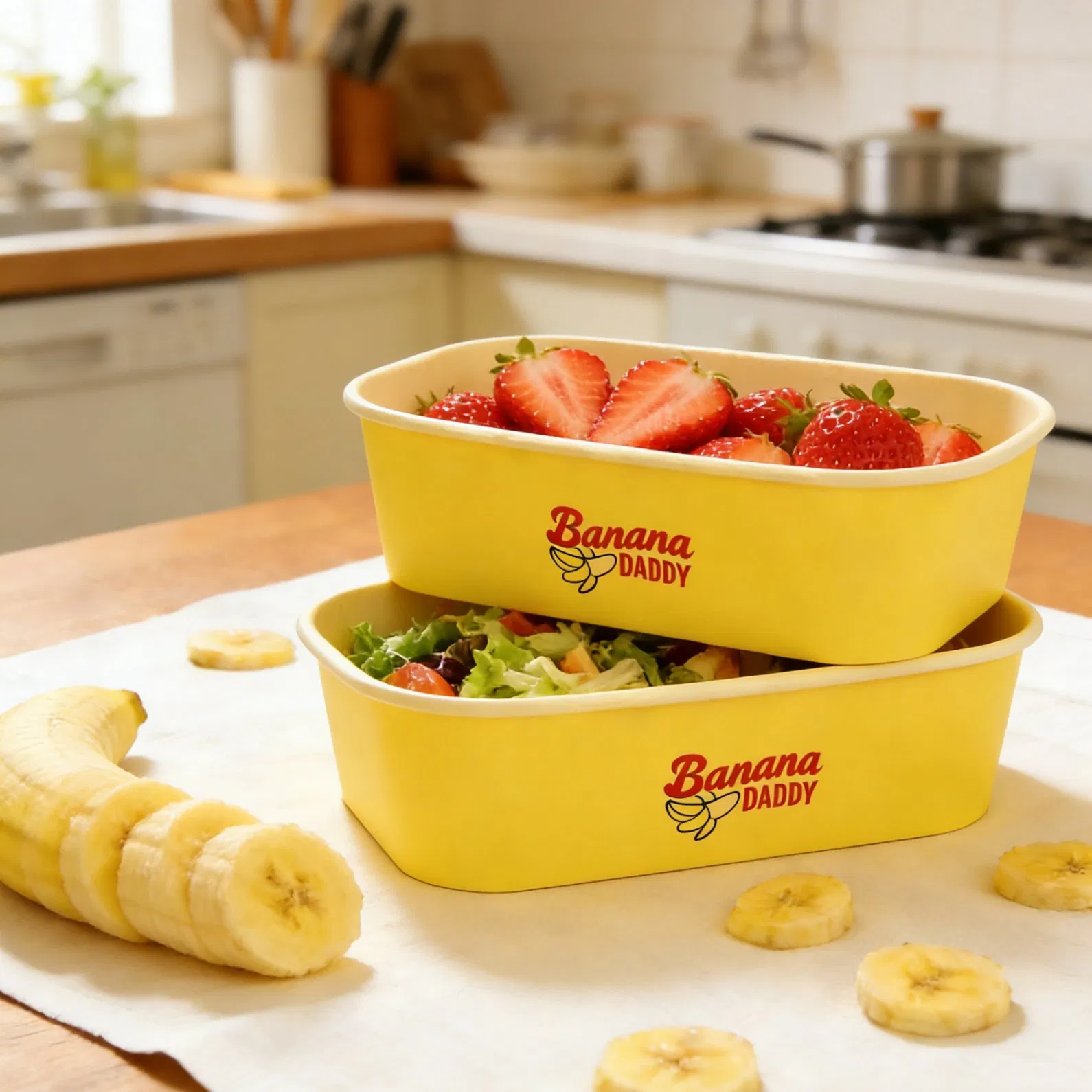 Biodegradable Eco-Friendly Disposable Kraft Paper Salad Bowl for Healthy Food Packaging