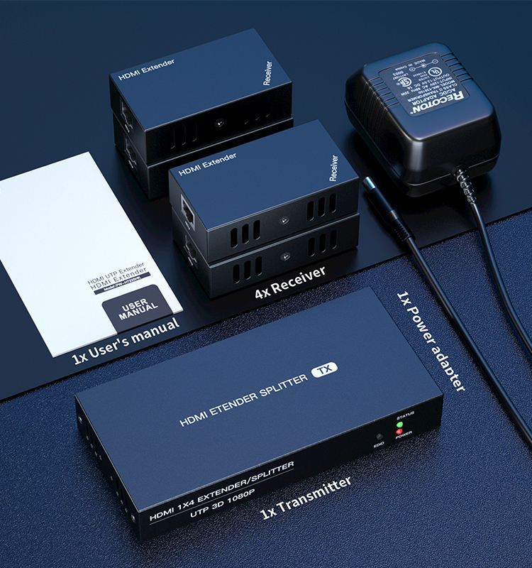 EDID HDMI Splitter 1 in 4 out 50m 4 Ways Audio Video Splitter 1 Input 4 Output HDMI Extender 4K