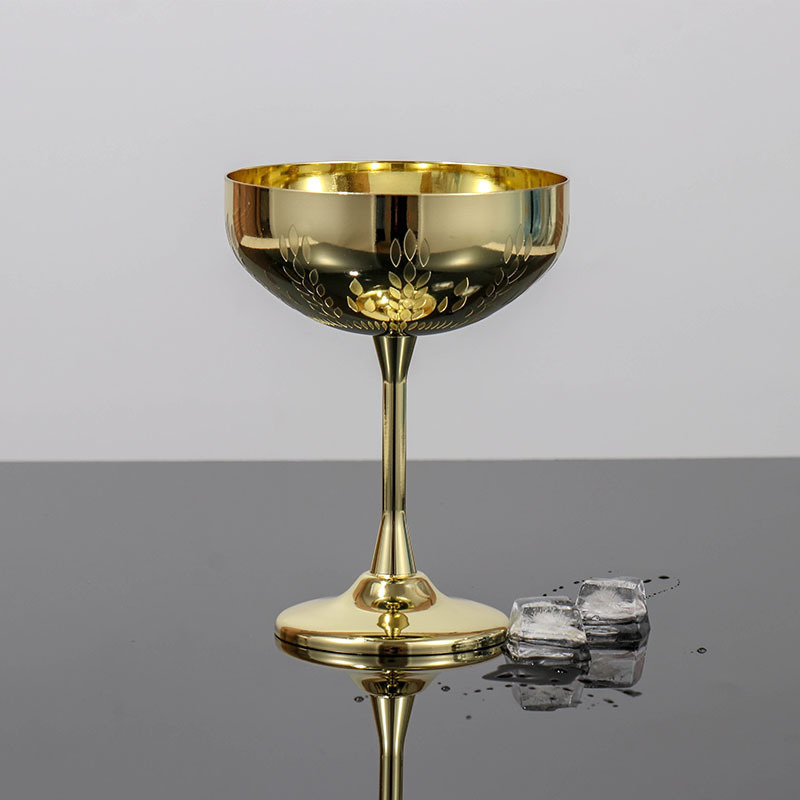 Stylish Stainless Steel Floral Cocktail Glasses for Home Bars