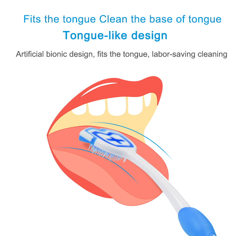 Advanced Curved Tongue Scraper Brush with Gentle Nano Bristles