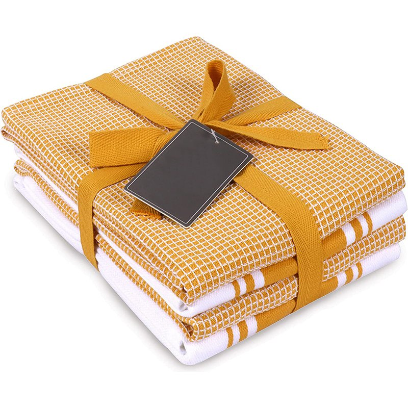 100% Cotton Kitchen Towels 2 Stripe 2 Waffle Over Sized Multi Use Dish Towels