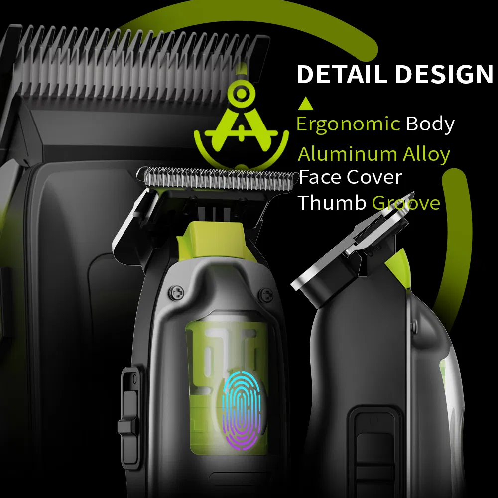 Lilipro L52m52 Cordless High-Speed Brushless Motor Dlc Blade Professional Hair Clipper with Charging Base Combo Clipper & Trimmer for Barber