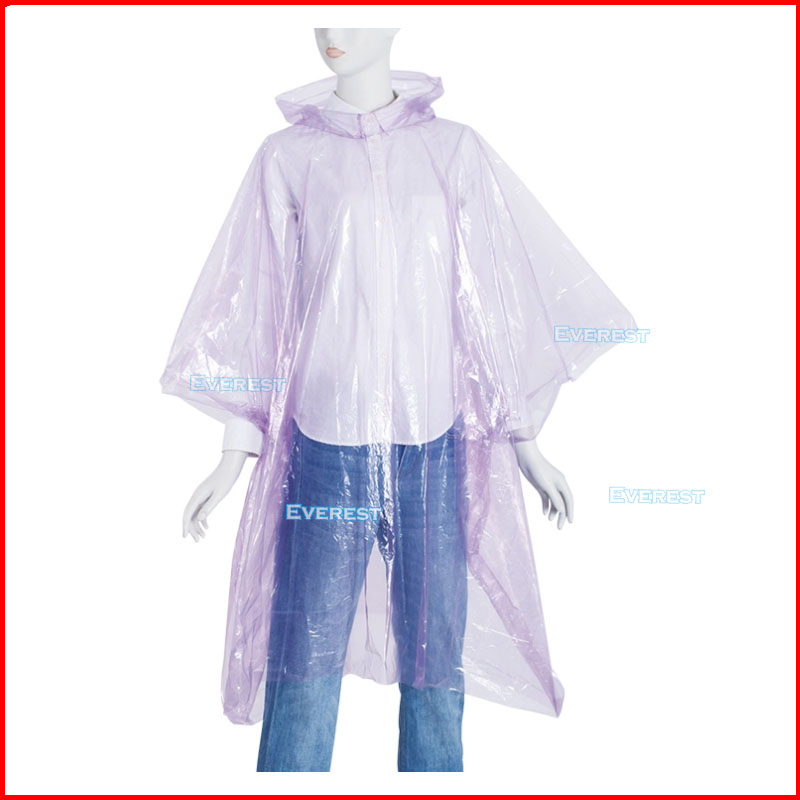 Key Chain PE Clear Plastic Disposable Emergency Rain Poncho for Camping