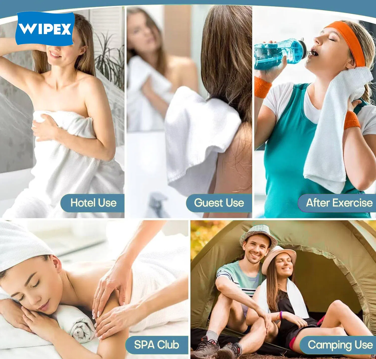 Wipex High-Absorbency Disposable Towel Non Woven Disposable Shower Towel Bath Towel for Travel SPA