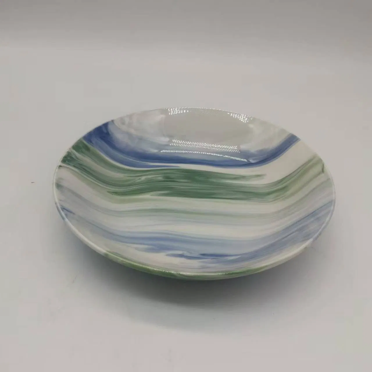 8"Coup Moon Soup Plate Marble Glaze Ceramic Porcelain Tableware