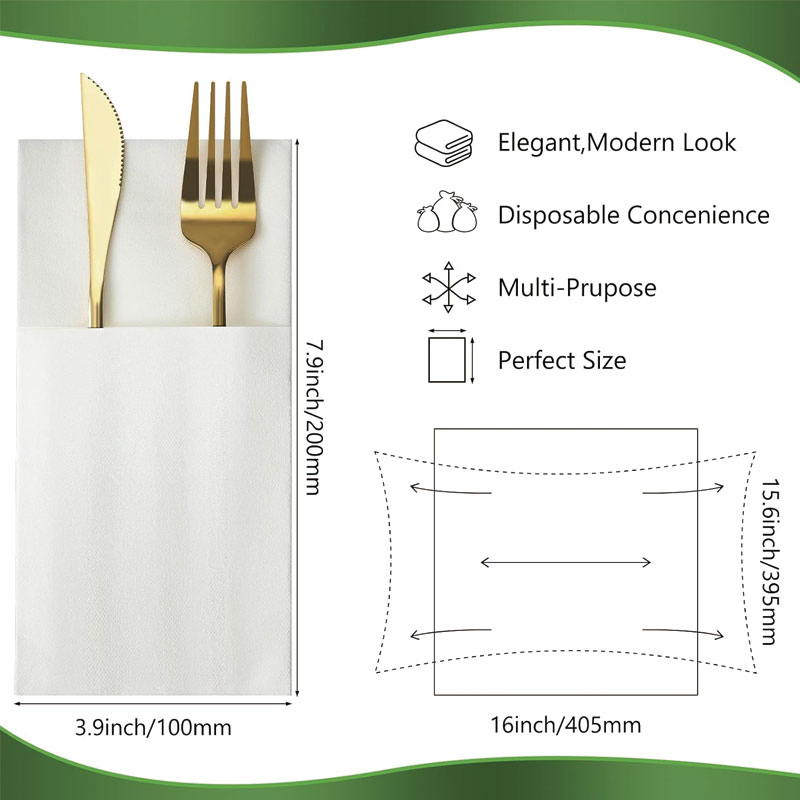 Customized Disposable Airlaid Napkins Paper Dining Cutlery Virgin Wood Pulp Wholesale Custom Logo for Restaurant