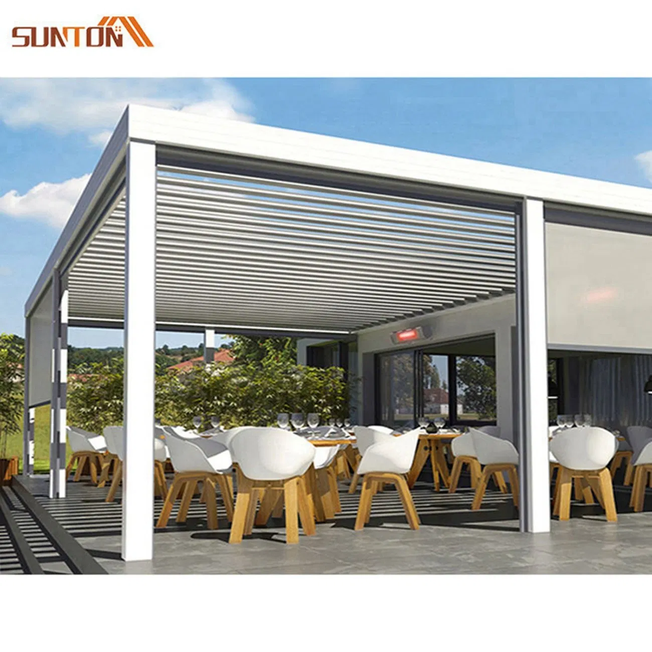Morden Luxury Backyard Waterproof Opening Roof Louver Aluminum Gazebos Awning Garden Pergola