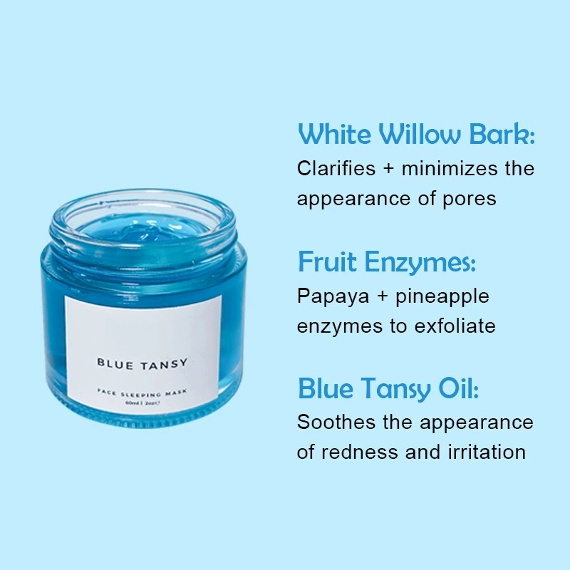 Private Label Smoothing Invisible Pores Resurfacing Clarity Face Mask Gel Whitening Cream Blue Tansy Sleeping Mask