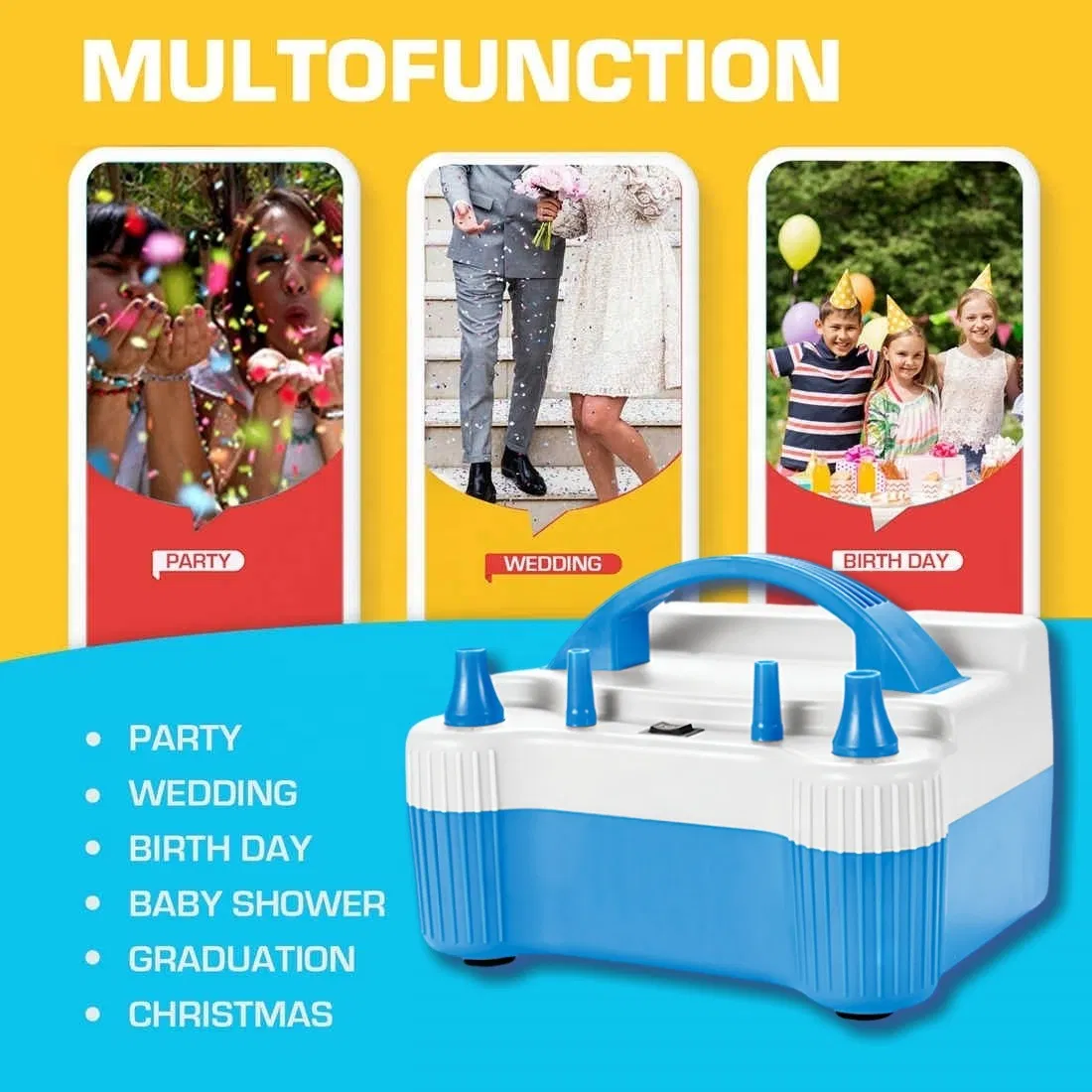 680W Factory Supply Electric Balloon Pump Powerful Automatic Blower for Party Decoration