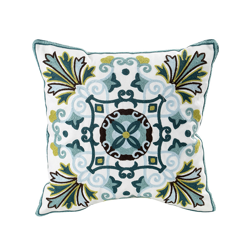Home Decorative Geometric Embroidery Throw Pillow Covers Custom Soft Sofa Bed Cotton Embroidery Boho Cushion Covers