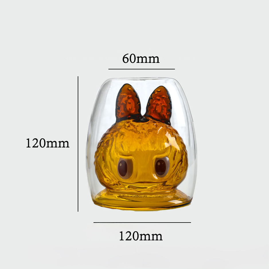 The Latest Cartoon-Style Design Appearance Customized Double Wall Glass Cup with Colors Inner Decoration