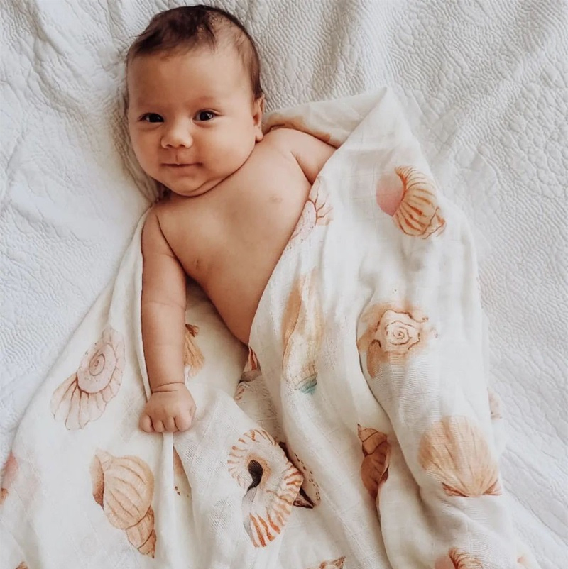 Organic Cotton Bamboo Boho Muslin Cloth Rainbow Knitted Sublimation Muslin Swaddle Baby Blanket for Newborn