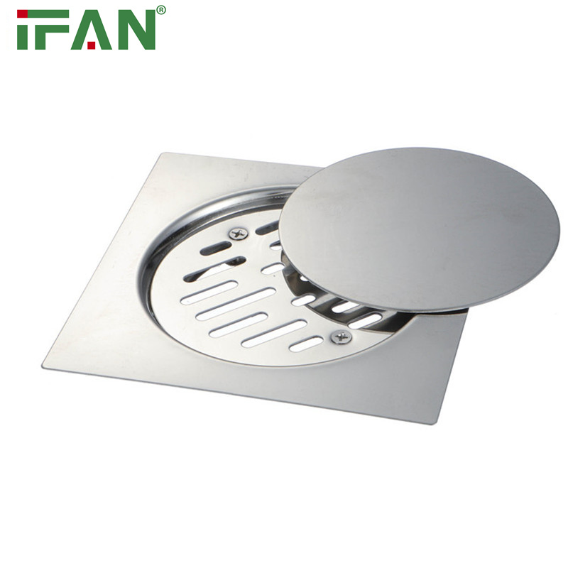 Ifan Wholesale Hot Selling Bathroom Stainless Steel Brushed Silver Square Shower Drainer Linear Floor Drain