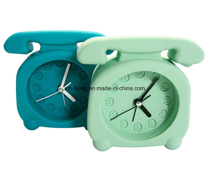 Promotional Kids Creative Teapot Shape Logo Printed Silicone Desk Clocks
