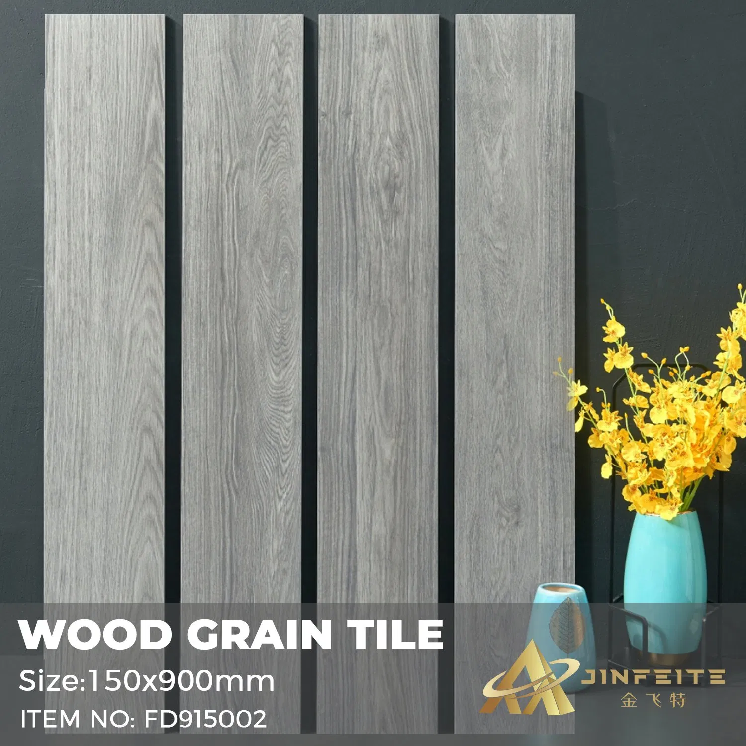 Grey Color Wooden Porcelain Rustic Tile 900*150mm for Interior Floor and Wall