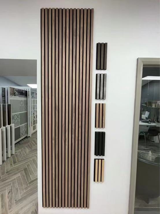 Nrc 0.8 Polyester Acoustic Wood Slat Panels Customized Sound Absorbing Board
