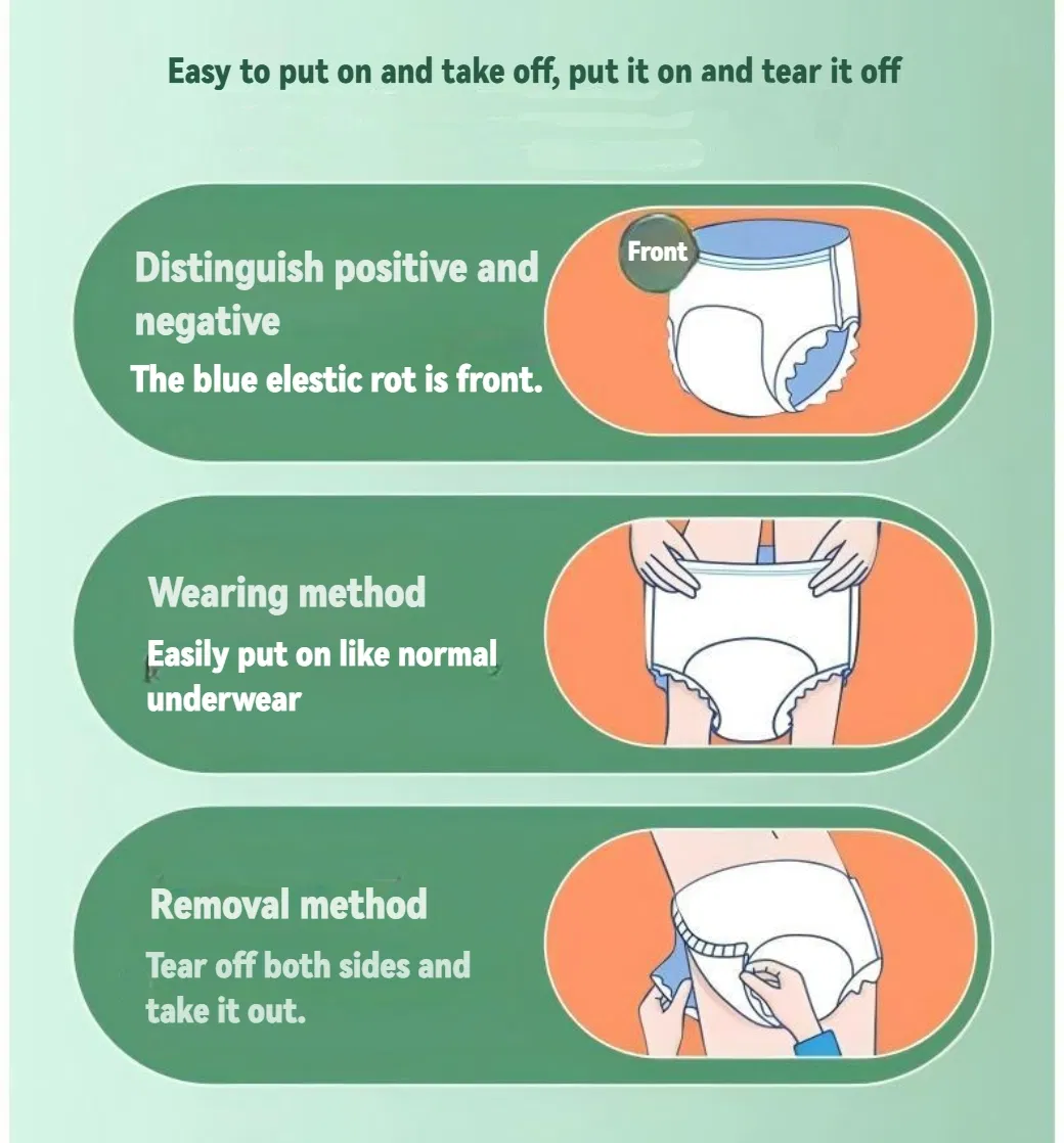Brand Logo Sticker Production Absorbent Disposable Incontinence Adult Pull-up Pants
