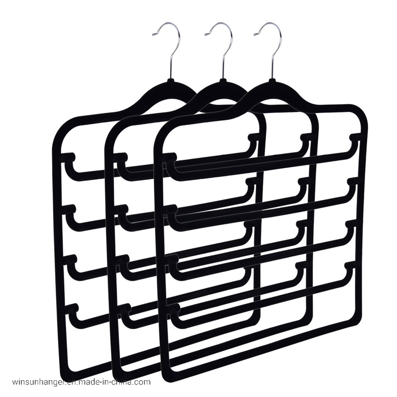 5 Layer Anti-Slip Scarf Flocking Clothes Trouser Plastic Hanger