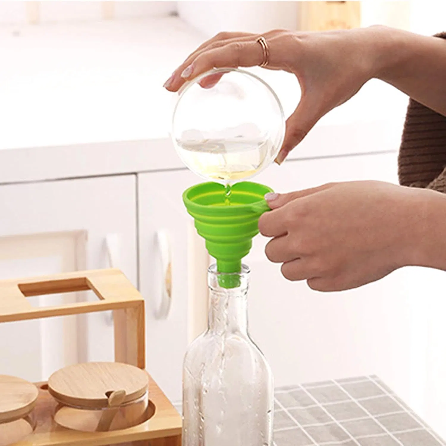 Kitchen Silicone Foldable Strainer Small and Large, Flexible Foldable Cooking