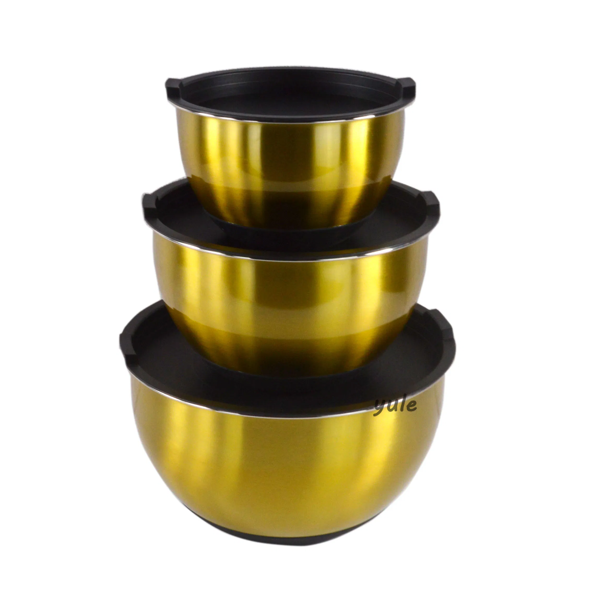 Luxury Golden Salad Bowl Mixing Storage Bowl Clear Measurement Marks Bowl Stainless Steel Kitchenware
