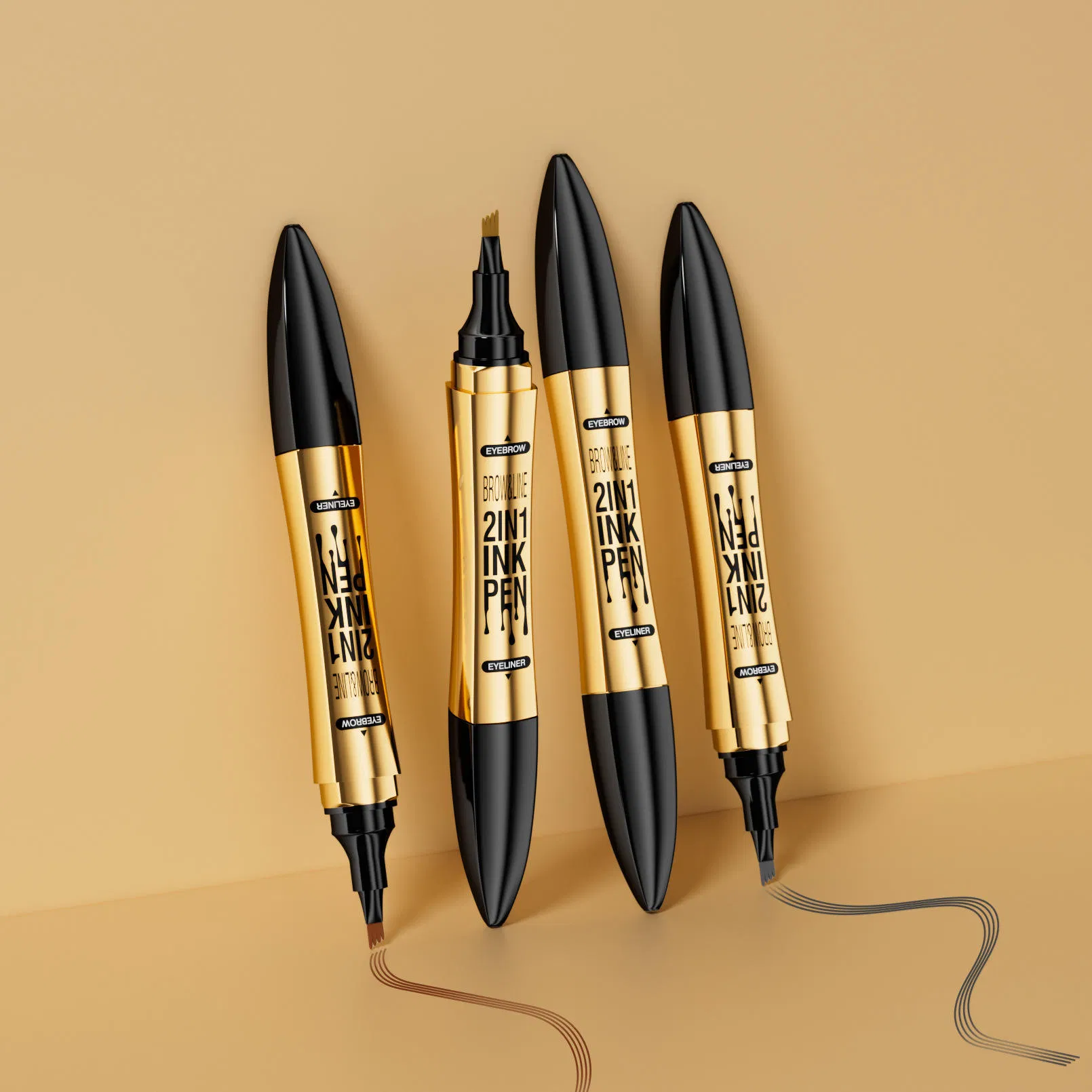 Made in China, Quick-Drying Imitation Wild Liquid Bifurcated Eyebrow Pencil, Waterproof and Non-Smudging Double-Headed Four-Pronged Eyebrow Pencil and Eyeliner