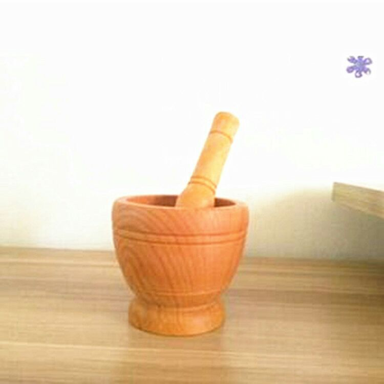 Мини-ступка и пестик для чеснока, деревянная