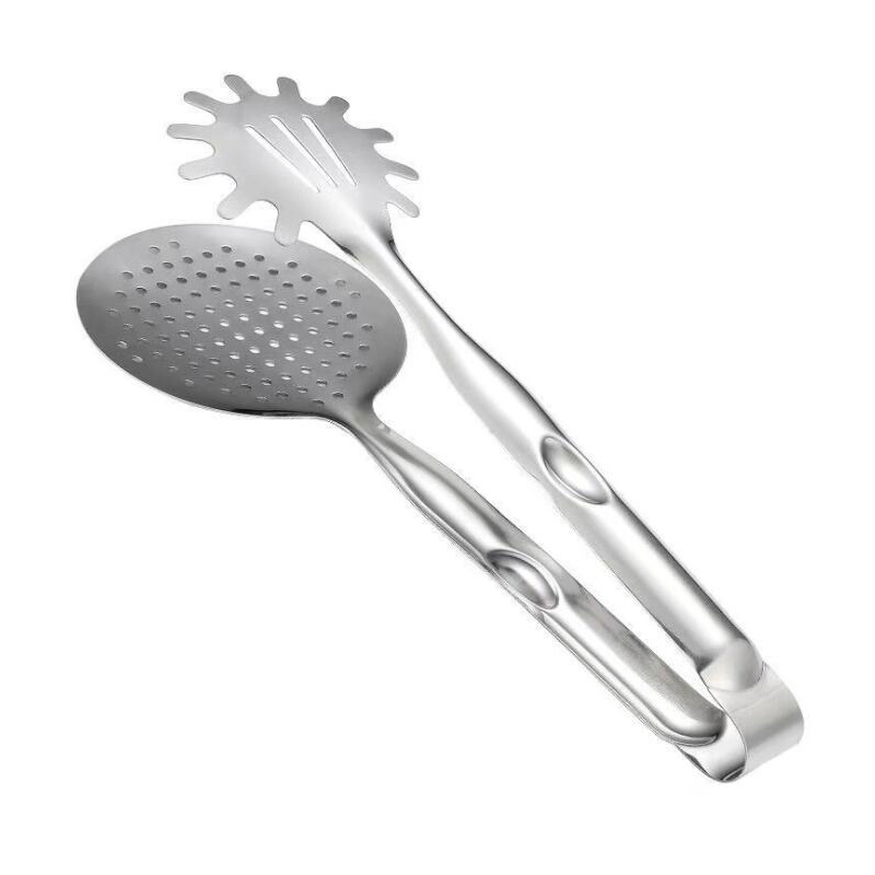 Stainless Steel Kitchen Tong with Skimmer and Pasta Server Function, Fish Fried Tong, Noodle Tong Colander Oil Strainers Esg12119