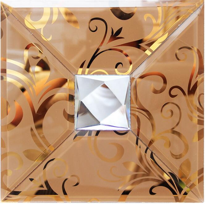 Wholesale 4mm-8mm Hexagon Golden Brown Mirror Beveled Edge Mosaic Mirror Wall Tiles