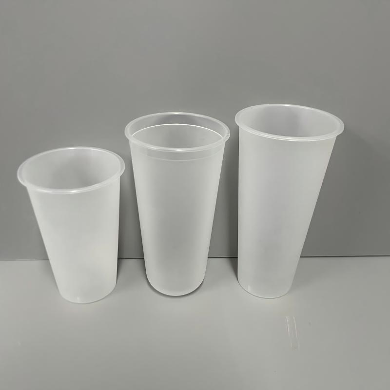 Factory Price Personalized Logo PP Injection Disposable Transparent Juice Milk Tea Plastic Cups