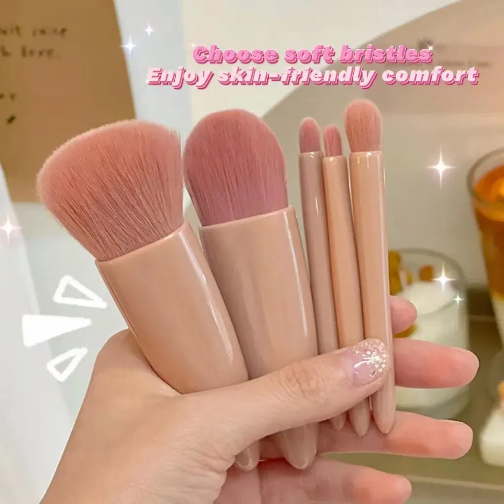 2025 Portable Mini Makeup Brush Set with Mirror Compact Design for Travel Makeup Brushes