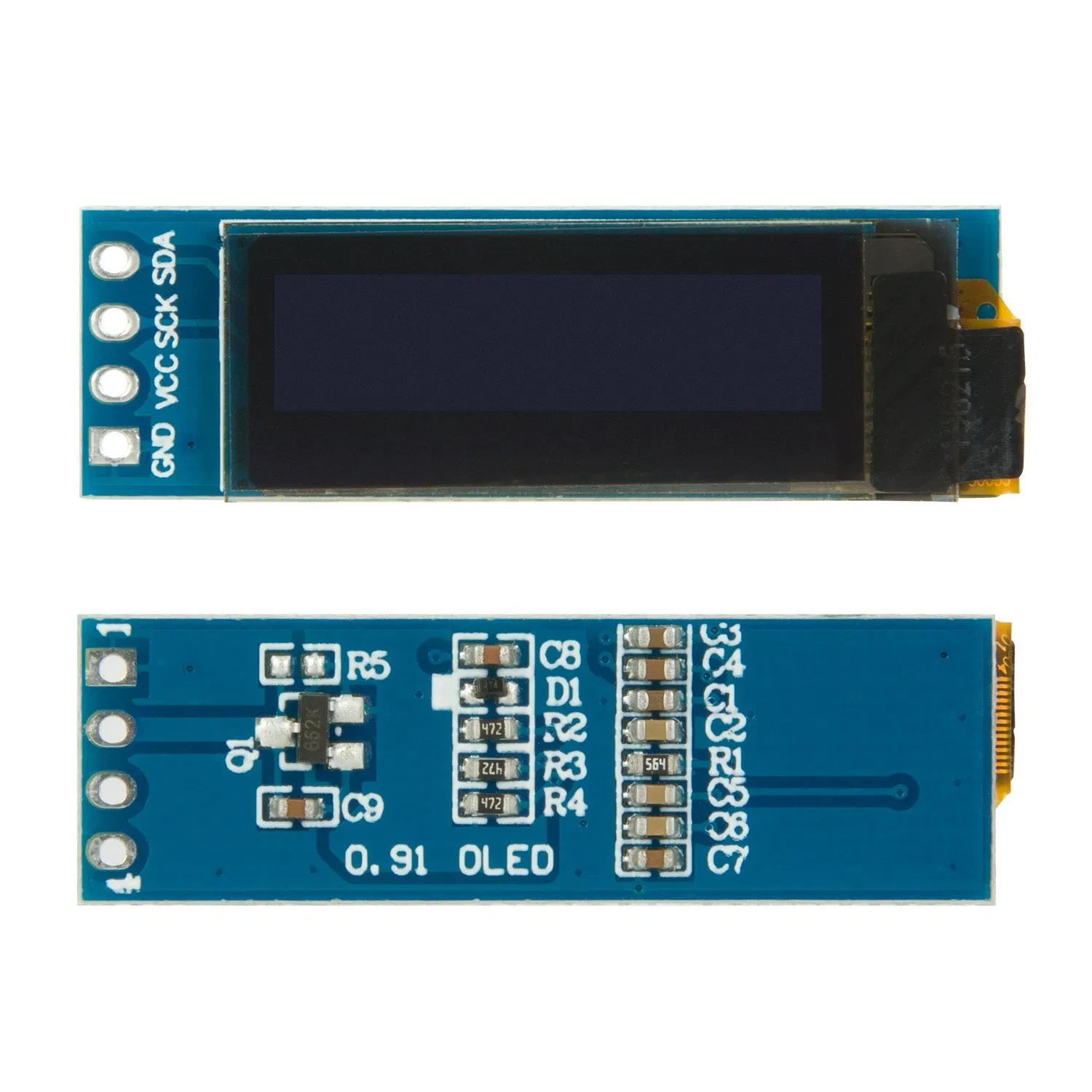 0.91 Inch 128X32 4 Pins I2c Interface PCBA OLED Display with Pin Header S