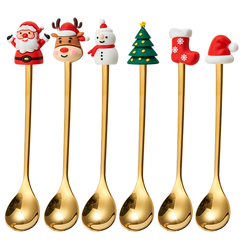 Stainless Steel High-Value Product Small Spoon, Coffee, Children's Dessert Stirring Rod, Ice Cream, Popsicle, Christmas Tableware.
